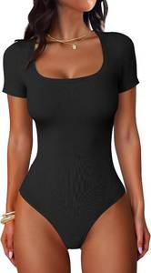 lot 93 image: Size XL ANRABESS Women Bodysuits Short Sleeve Scoop Neck Tops Slim Fit