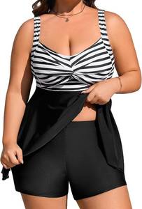 lot 97 image: Size XXL Plus Size Two-Piece Tankini Swimsuit with Tummy Control Boy Shorts