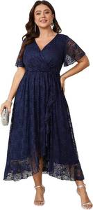 lot 98 image: $50 SCOMCHIC Plus Size Wedding Dress Lace Wrap V-Neck Maxi Size small