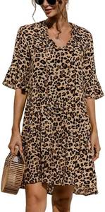 lot 99 image: VIVICOLOR Leopard Casual T-Shirt Dress Women Summer, Large