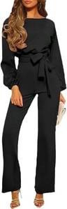 lot 113 image: $64 SizeXL One Piece Jumpsuits for Women, Solid Belted Leg Jumpsuit