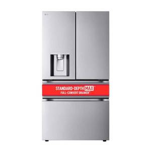 lot 60970 image: LG - Standard-Depth MAX 28.6 Cu. Ft. 4-Door French Door Smart Refrigerator with Full-Convert Drawer - Stainless Steel - Retail $2,600