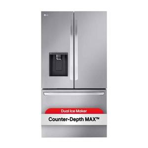 lot 60997 image: LG - Counter-Depth MAX 25.5 Cu. Ft. French Door Smart Refrigerator with Dual Ice - Stainless Steel, LRFXC2606S - Retail $3,599