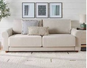 lot 61004 image: Better Homes & Gardens Owen 87.6 Rolled Arm Sofa, Effie Linen- Retail $686