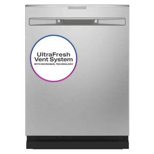lot 60987 image: GE Profile - 24 Top Control Smart Built-In Stainless Steel Tub Dishwasher with 3rd Rack, Microban Protection and 42 dBA - Stainless Steel - Retail $1,267