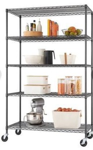 lot 16715 image: TRINITY 5-Tier  48x24x72  Commercial Wire Shelving  w Wheels  NSF  Black Anthracite