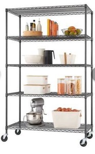 lot 16717 image: TRINITY 5-Tier  48x24x72  Commercial Wire Shelving  w Wheels  NSF  Black Anthracite