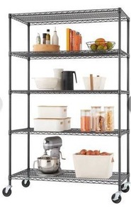 lot 16718 image: TRINITY 5-Tier  48x24x72  Commercial Wire Shelving  w Wheels  NSF  Black Anthracite