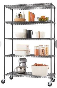 lot 16720 image: TRINITY 5-Tier  48x24x72  Commercial Wire Shelving  w Wheels  NSF  Black Anthracite