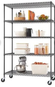 lot 16722 image: TRINITY 5-Tier  48x24x72  Commercial Wire Shelving  w Wheels  NSF  Black Anthracite