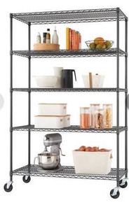 lot 16723 image: TRINITY 5-Tier  48x24x72  Commercial Wire Shelving  w Wheels  NSF  Black Anthracite
