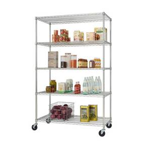 lot 16726 image: TRINITY EcoStorage 5-Tier Commercial Wire Shelving Rack  48x24x72 - NSF, Chrome