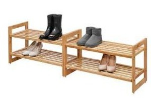 lot 16727 image: Trinity 2-Tier Bamboo Shoe Rack 2 Pack