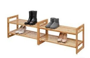 lot 16728 image: Trinity 2-Tier Bamboo Shoe Rack 2 Pack