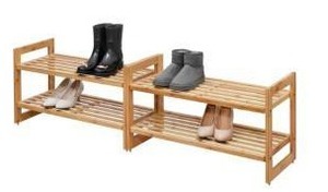 lot 16729 image: Trinity 2-Tier Bamboo Shoe Rack 2 Pack