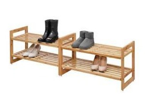 lot 16730 image: Trinity 2-Tier Bamboo Shoe Rack 2 Pack