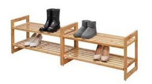 lot 16731 image: Trinity 2-Tier Bamboo Shoe Rack 2 Pack