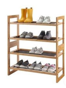 lot 16733 image: Trinity 2-Tier Bamboo And Metal Shoe Rack 2 Pack