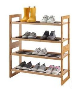 lot 16734 image: Trinity 2-Tier Bamboo And Metal Shoe Rack 2 Pack