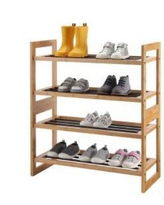 lot 16735 image: Trinity 2-Tier Bamboo And Metal  Shoe Rack 2 Pack