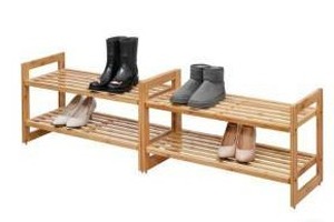 lot 16737 image: Trinity 2-Tier Bamboo Shoe Rack 2 Pack