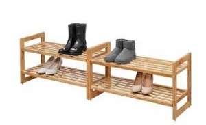 lot 16739 image: Trinity 2-Tier Bamboo Shoe Rack 2 Pack