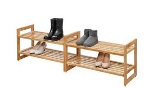 lot 16741 image: Trinity 2-Tier Bamboo Shoe Rack 2 Pack