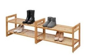 lot 16742 image: Trinity 2-Tier Bamboo Shoe Rack 2 Pack