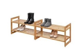 lot 16743 image: Trinity 2-Tier Bamboo Shoe Rack 2 Pack
