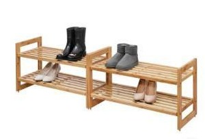 lot 16744 image: Trinity 2-Tier Bamboo Shoe Rack 2 Pack