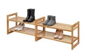 lot 16745 image: Trinity 2-Tier Bamboo Shoe Rack 2 Pack
