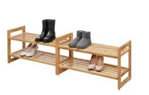 lot 16746 image: Trinity 2-Tier Bamboo Shoe Rack 2 Pack