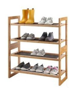 lot 16747 image: Trinity 2-Tier Bamboo And Metal Shoe Rack 2 Pack