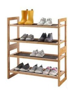 lot 16748 image: Trinity 2-Tier Bamboo And Metal Shoe Rack 2 Pack