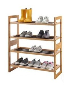 lot 16749 image: Trinity 2-Tier Bamboo Metal  Shoe Rack 2 Pack