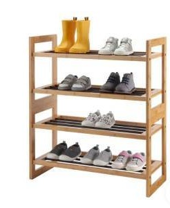 lot 16750 image: Trinity 2-Tier Bamboo And Metal Shoe Rack 2 Pack