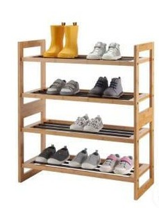 lot 16751 image: Trinity 2-Tier Bamboo And Metal Shoe Rack 2 Pack
