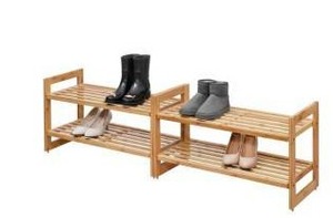 lot 16752 image: Trinity 2-Tier Bamboo Shoe Rack 2 Pack