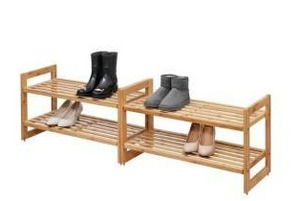 lot 16753 image: Trinity 2-Tier Bamboo Shoe Rack 2 Pack