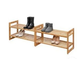 lot 16754 image: Trinity 2-Tier Bamboo Shoe Rack 2 Pack