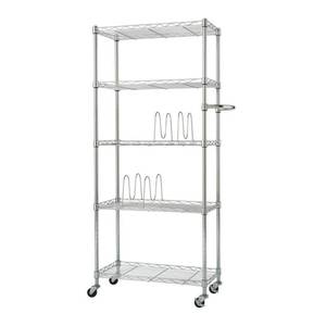 lot 16961 image: TRINITY BASICS EcoStorage 5-Tier Pantry Rack w Wheels  24x12x55.5 - Chrome