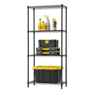 lot 16977 image: TRINITY BASICS 4-Tier NSF 24 x12 x53.5  Wire Shelving Rack  Black