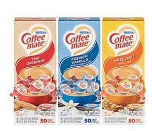 lot 17020 image: Coffee-Mate Creamer Singles Variety Pack, 0.38 Oz, 50 Creamers Per Carton, Case of 3 Cartons