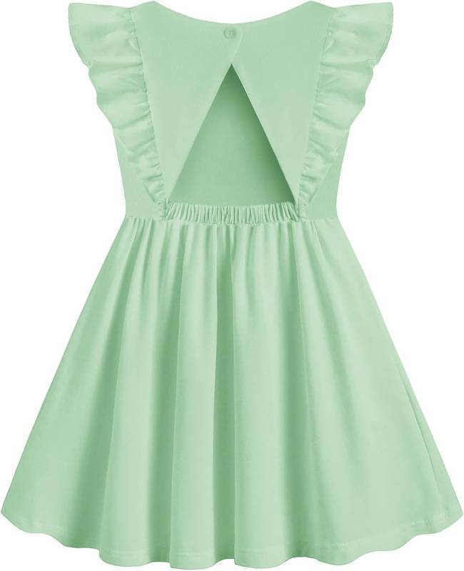 lot 63941 image: Arshiner Toddler Girl Dresses Ruffle Sleeve Dress for Girl Kids Summer Casual Beach Backless Sundresses with Pockets 2-6T