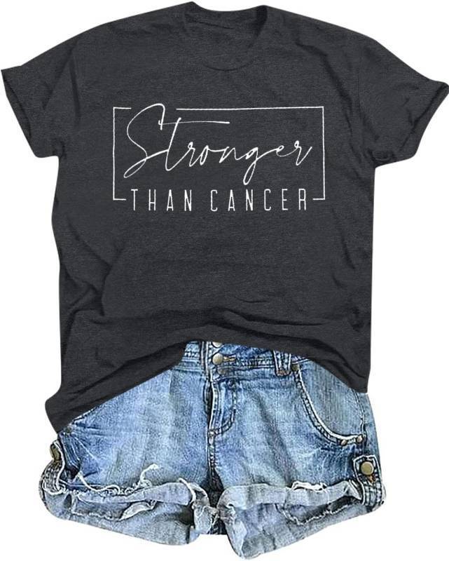 lot 63971 image: Breast Cancer Shirts for Women Pink Ribbon Cancer Awareness T-Shirts Stronger Than Cancer Short Sleeve Tops