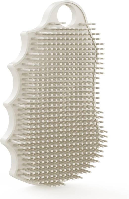 lot 67435 image: Silicone Body Scrubber Silver-Infused Dual-Sided 3-in-1 for Shower, Body CleaningMassageExfoliator Body Brush Buffer for Men and Women, Silicone Loofah, Non-Slip Handle (Stone)