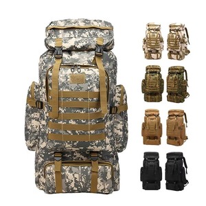 lot 66718 image: 75L Large Capacity Survival Bag Black Hunting Tactical Backpack Ruck Sack TAN