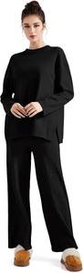 lot 65664 image: SUUKSESS Women Lounge Sets 2 Piece Pajamas Sets Long Sleeve Tops Wide Leg Pants MEDIUM