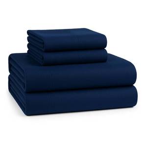 lot 2729 image: LANE LINEN 100% Cotton King Flannel Sheets Set - Brushed for Extra Softness - Lightweight & Durable Cotton Flannel King Sheets Set - Warm & Cozy Cotton Bed Sheets with 15 Deep Pocket - Estate Blue