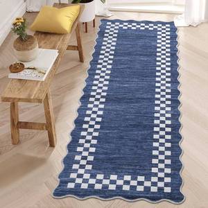 lot 2730 image: GarveeHome Hallway Runner Rug 2x6 Non Slip Scalloped Washable Rug for Kitchen Entry Stain Resistant Modern Border Throw Floor Carpet Long Runner Mat for Bathroom Living Room Bedside, Blue